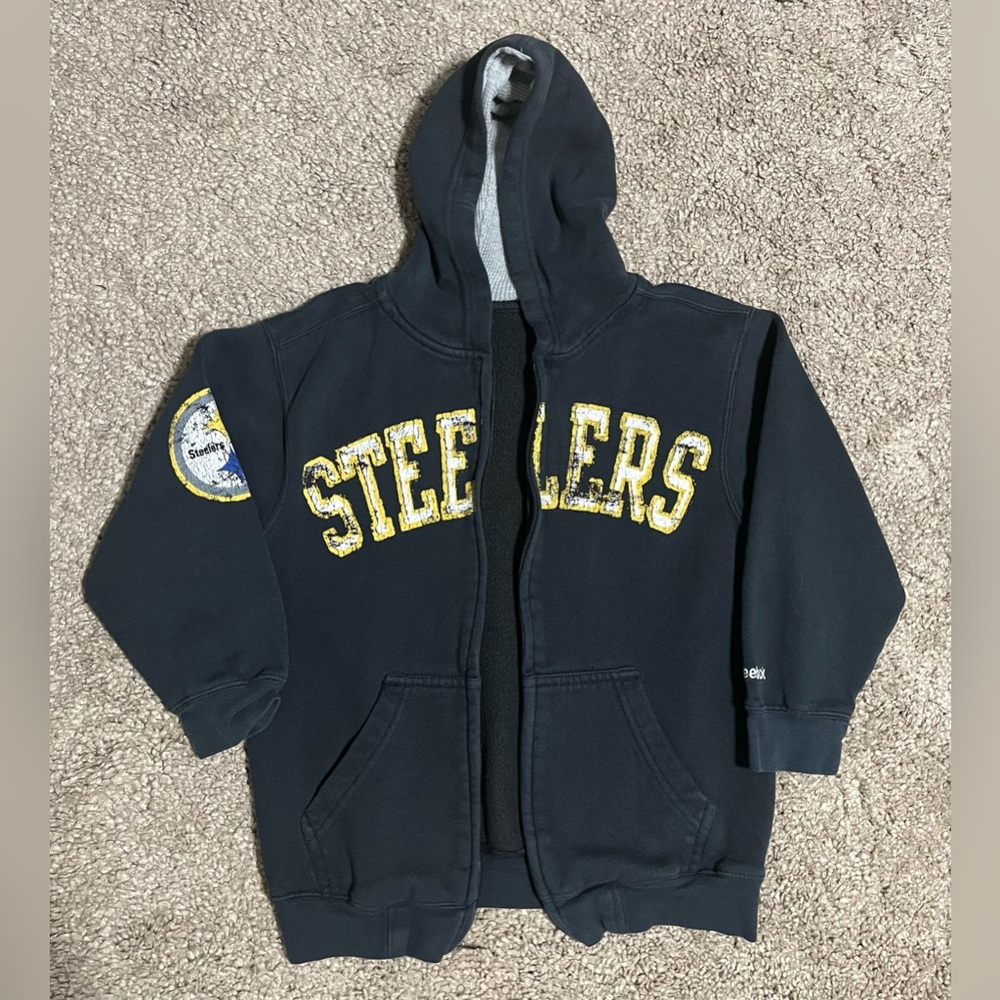 Boys Reebok Pittsburgh Steelers Hooded Sweatshirt, Sz S / 8